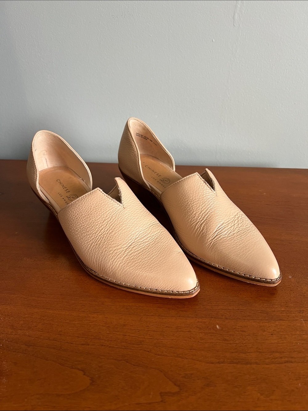 Chinese Laundry Blush/Taupe Pointed D'Orsay Leather Flats
